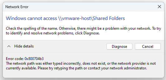 Network Error Message